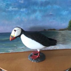 Wood Carved Atlantic Puffin