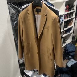 Banana Republic Camel Overcoat Men's Long Button Lined Size L