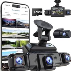 360 View 4 Channel Dash Cam Front and Rear Left Right Inside Camera for Cars, GPS and 5G Band WiFi,
