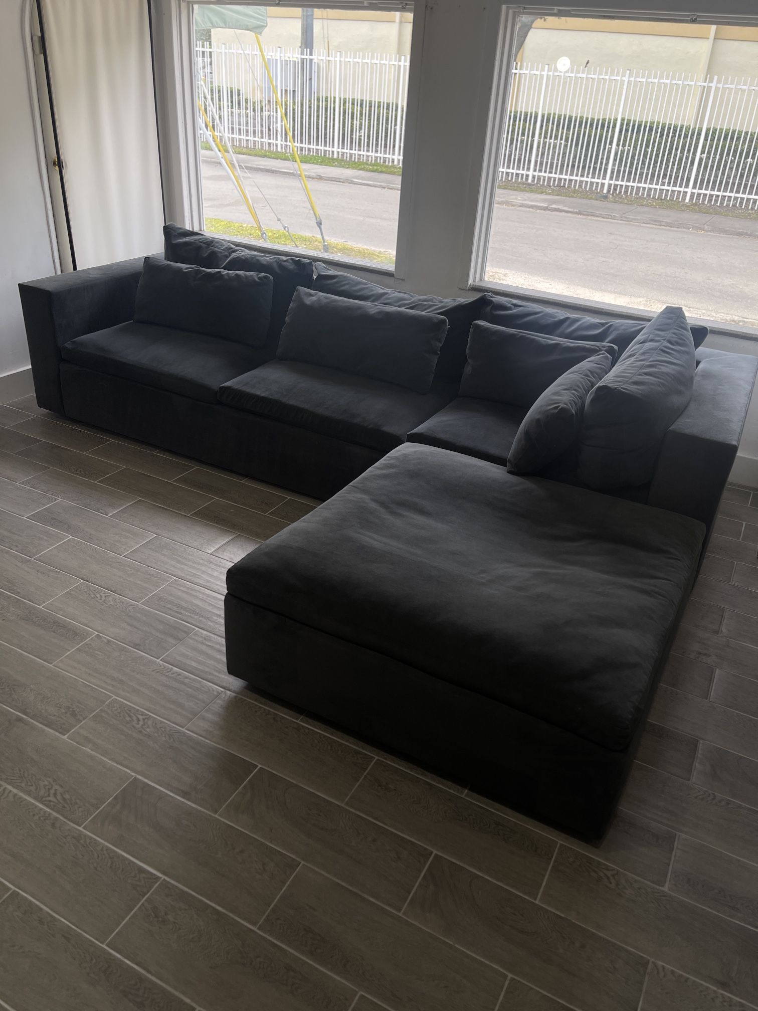 FREE DELIVERY WEST ELM BLACK VELVET MODULAR COUCH SOFA