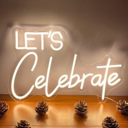 Neon Sign The Celebrate For Wall Decor Custom Light Up Sign Indoor Bedroom Home Decor LED Neon Light Sign Large Backdrop Flex Birthday Wedding Christm