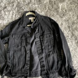Black Jean Jacket Medium Vintage Style 