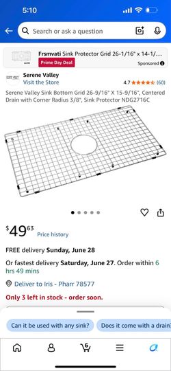 Sink bottom grid