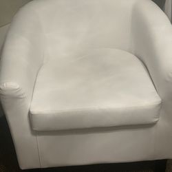 Faux White Accent Chair 