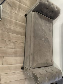 Gray Velvet Ottoman