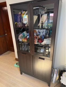 Scandinavian Design dining room hutch display cabinet- Espresso color