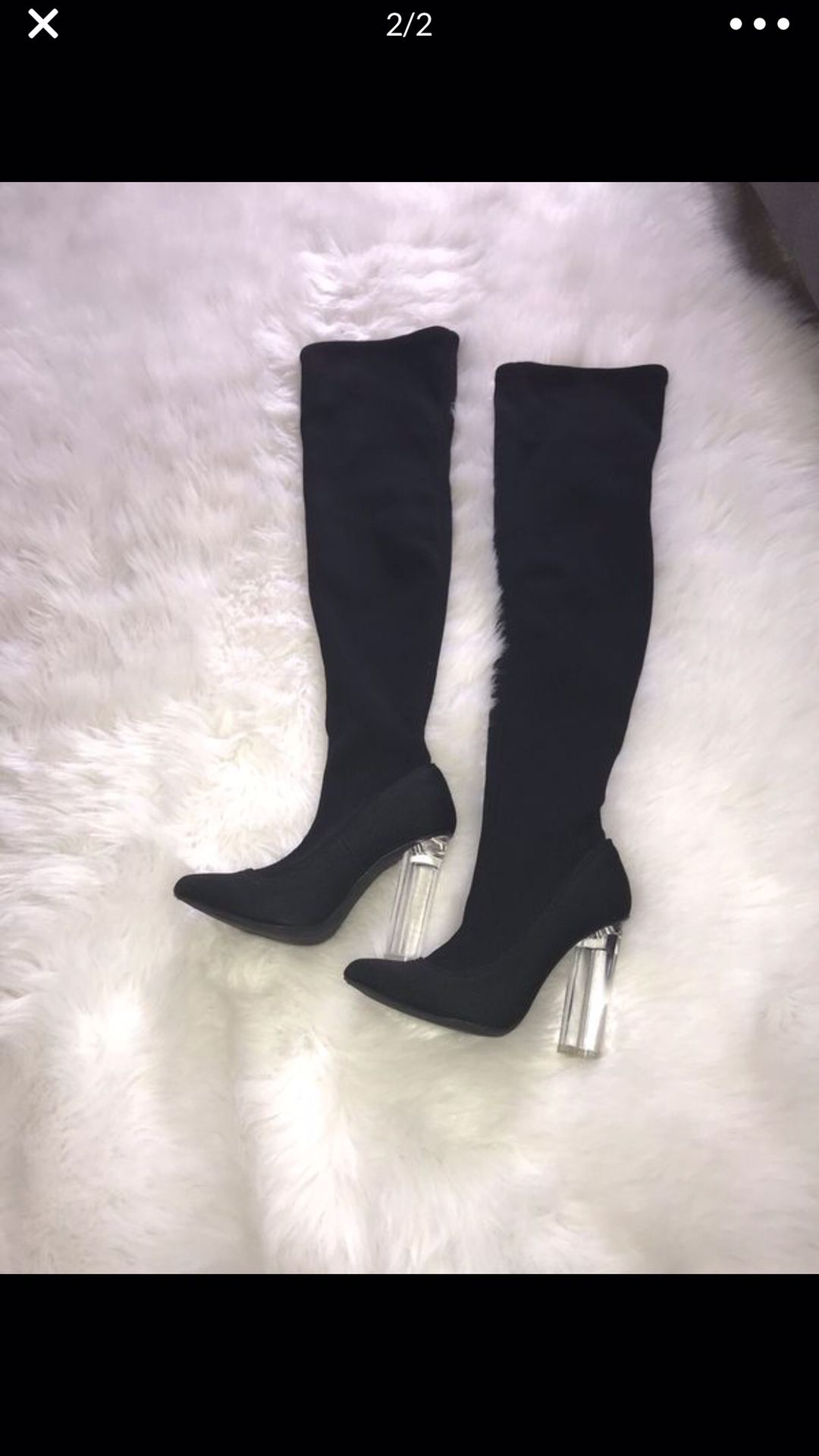 Fashion Nova clear heeled Thigh High boots