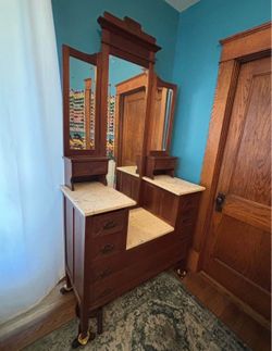 Antique Marble-Top Vanity Dresser