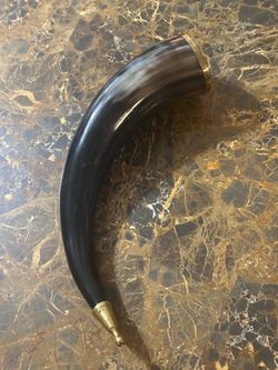 Viking Drinking Horn with Brass Fittings