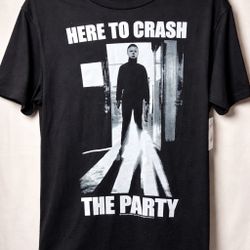 Halloween II Michael Myers “Here to Crash the Party” T-Shirt Black Horror Tee Small NEW