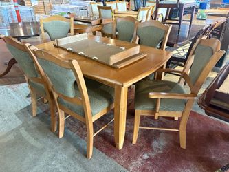 DOUGLAS FURNITURE Sage & Light Wood 6-Seater Dining Set w/ Leaf