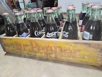 Antique Dr.Pepper wooden soda box with COCA COLA BOTTLES coke