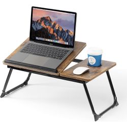 Laptop Desk for Bed Couch, Adjustable Foldable Bed Table with Cup Holder, Breakfast Serving Tray, Portable Laptop Lap Desk Stand for Working Reading W