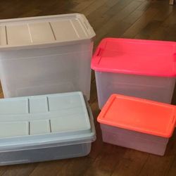 (4x) Sterlite & Hefty Plastic Storage Tubs Bins Containers (all $10) 