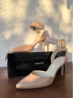 Nine West Callen Nude Ankle Strap Heels Size 8