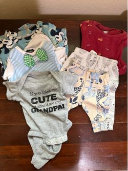 Baby Boys Clothes Lot 7 Pieces - One Piece Bodysuits Size NB To 6 Months