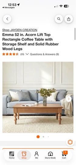 Jayden Creation Emma 52 in. Lift Top Coffee Table