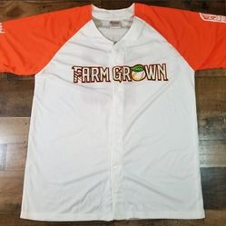Fresno Grizzlies Mens Baseball White XL Jersey Farm Grown Promo #18 White/Orange