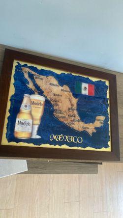 28" X 22" MODELO ESPECIAL MEXICO MAP IMPORT BEER MIRROR SIGN
