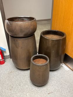 Large Decorative Commercial Planters – Set of 4 Bronze Finish Pots Can purchase separately