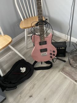 Beginners Guitar Case And Amp And Stand 