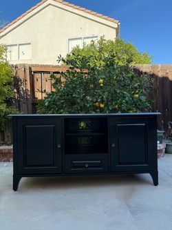 Black Wooden Media Console TV Stand