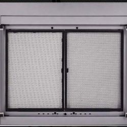 Brand NEW PLEASANT HEARTH ALPINE MEDIUM SILVER TEMPERED GLASS FIREPLACE DOORS & SCREENS $599 NEW BNIB NEVER USED 