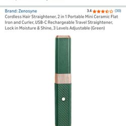 Cordless Hair Straightener, 2 in 1 Portable Mini Ceramic Flat Iron and Curler, USB-C Rechargeable Travel Straightener, Lock in Moisture & Shine, 3 Lev