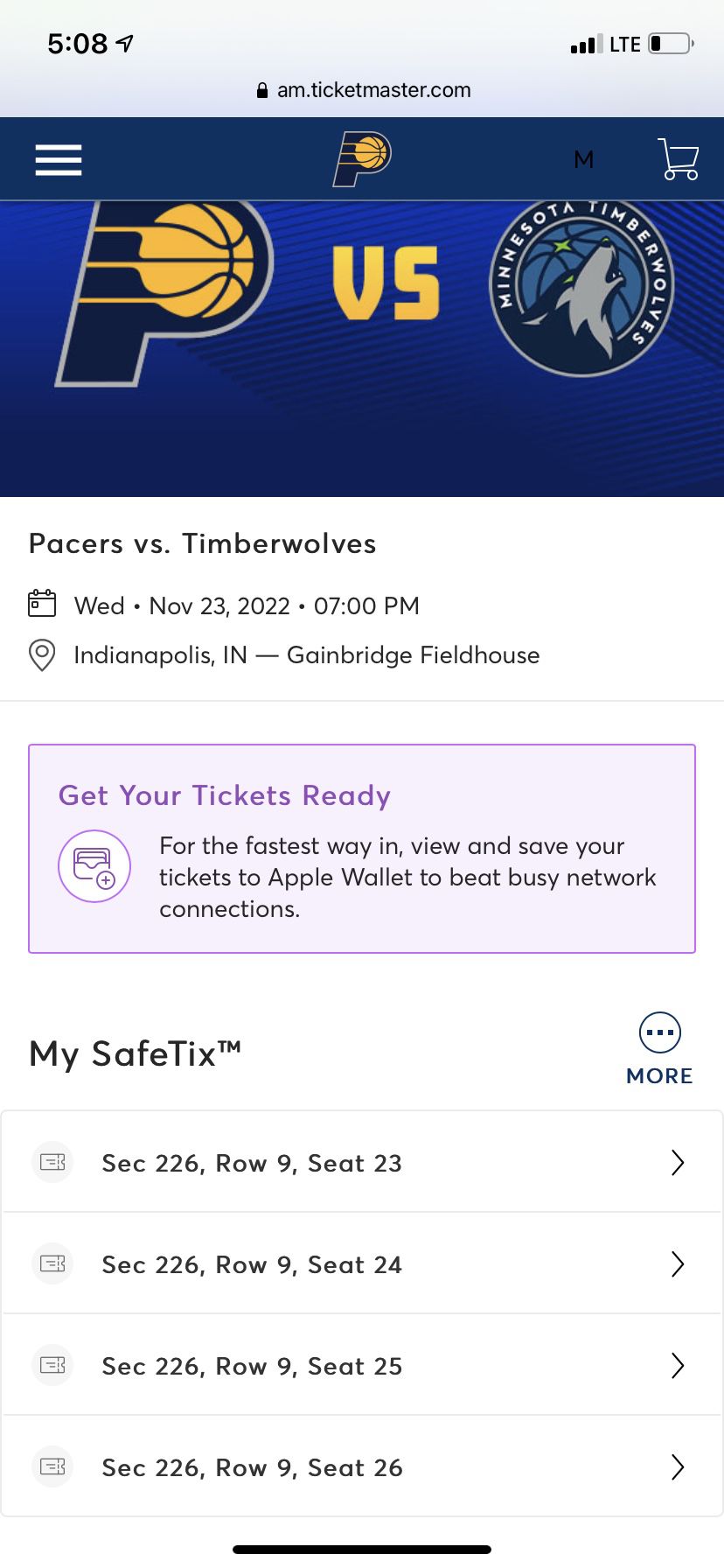 Pacer Tickets 