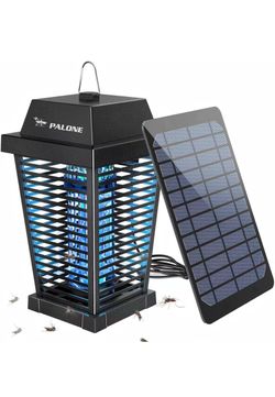 4500V Solar Bug Zapper Outdoor, Electric Mosquito Zapper Indoor 7.5W Solar Panel with 3.6m Cable, 2600 mAh Electric Bug zapper for Backyards, Patios,