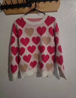 Heart pearl sweater