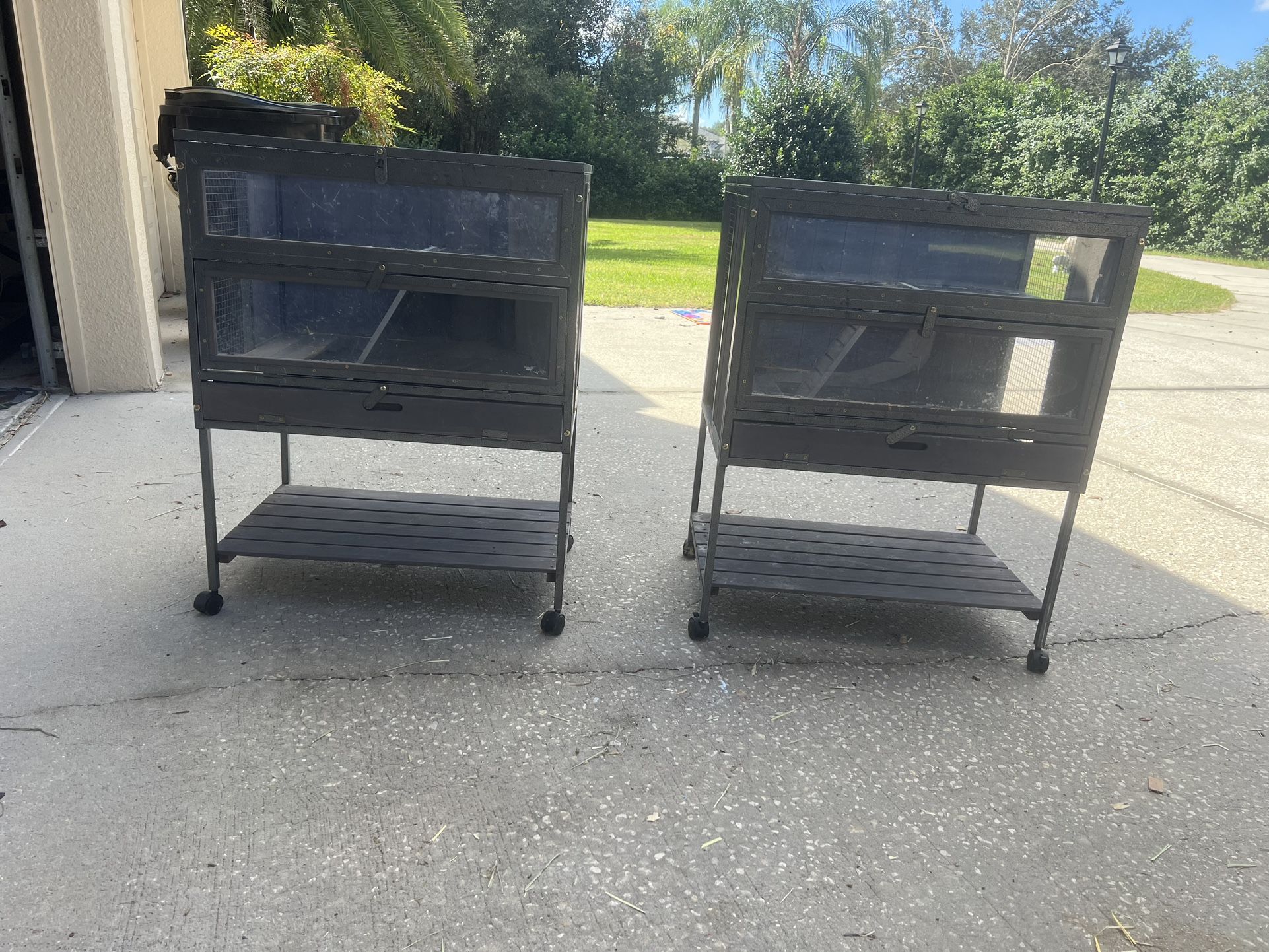 Rabbit Hutch 2 story wooden small animal cage