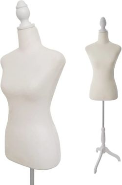 Female Mannequin Body Torso Dress Form with Adjustable Tripod Stand for Clothing Dress Jewelry Display (white )