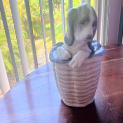 Lladro Dog In A Basket