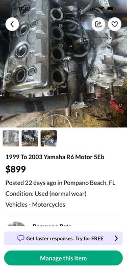 1999 To 2001R6 Parts Message With Your Needs