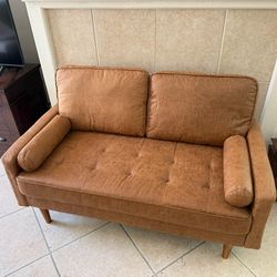Mid-Century Modern Brown Loveseat / Couch - Excellent Condition