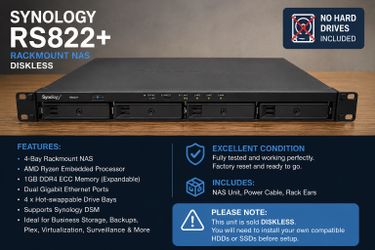 Synology RS822+ Rackmount NAS (Diskless) – Excellent Condition