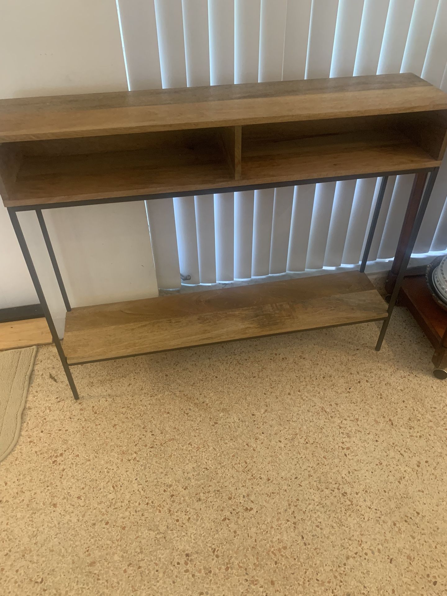 MODERN WOOD AND METAL CONSOLE TABLE