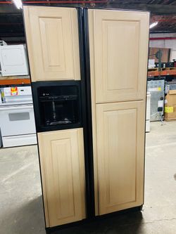 GE Profile Side by Side Refrigerator Wood Doors