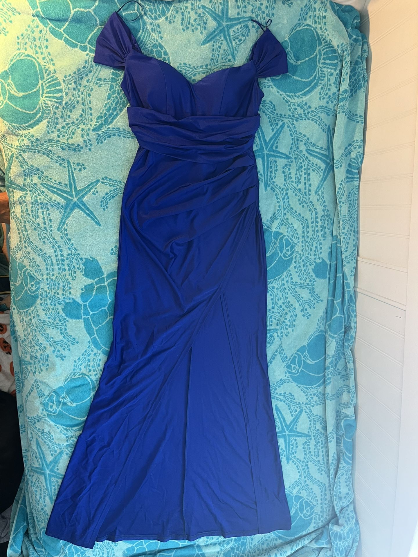 Long Blue Windsor Dress