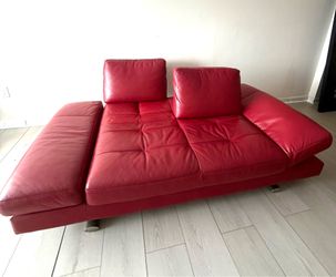 Red leather sofa