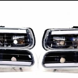 HEADLIGHTS FOR 99-02 SILVERRADO/2006 SUBURBAN LED DRL BLACK