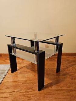 End Tables Set of 2 Glass Top with shelves by Coaster Furnishing Black
