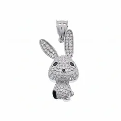 925 Sterling Silver Rabbit Pendant with Moissanite