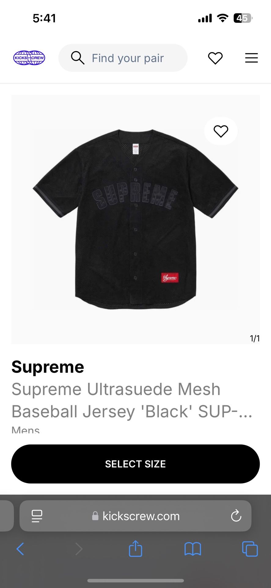 Supreme Ultrasuede Mesh Baseball Jersey 'Black
