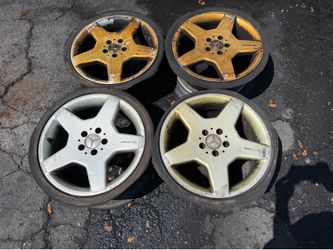 Mercedes AMG staggered 18 inch aluminum wheels and old tires