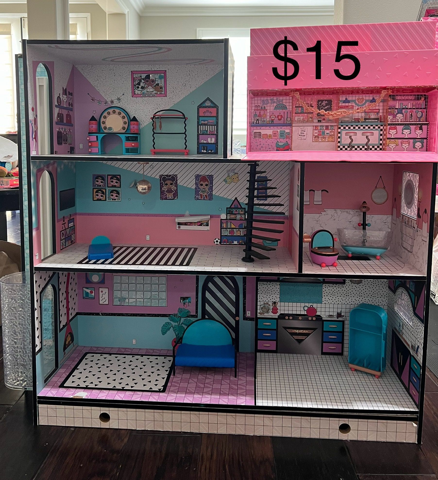 LOL Surprise Wooden Dollhouse with Traveling Case