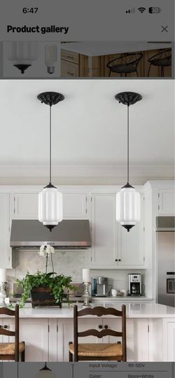(SET OF 2)Glass Pendant Lights Kitchen Island, Vintage Pendant Lighting with White Glass Shade, 3CCT, Dimmable, Adjustable Hanging Light for Kitchen,