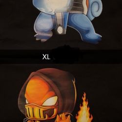 2 DTF T-shirts Pokemon Mortal Kombat MASHUP XL
