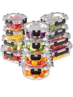 New 12 Pack Glass Food Storage Containers with Lids, Meal Prep Containers, Airtight Bento Boxes with Leak Proof Locking for Microwave, Oven, Freezer a